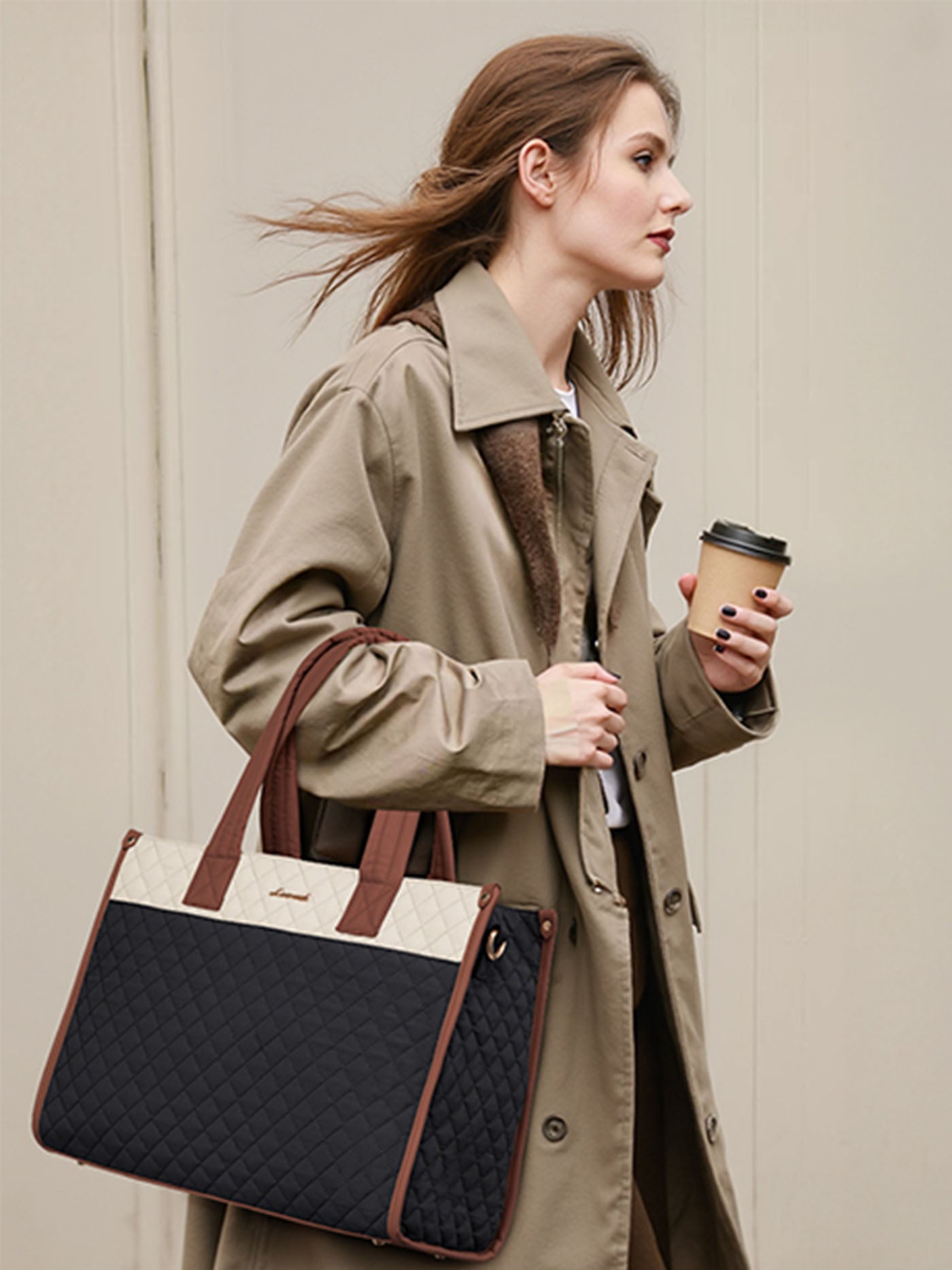 2Pcs Quilted Work Tote Bag. 15.6 17.3 - Image 3