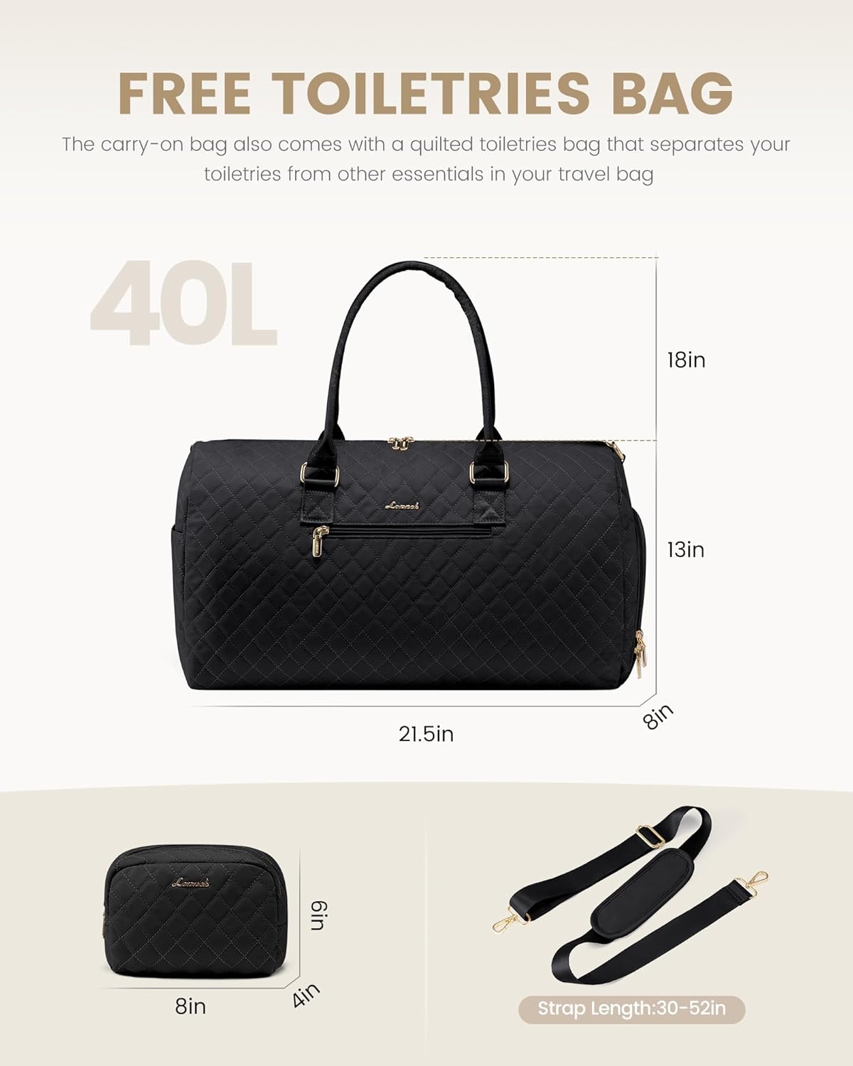 2Pcs Duffel Bag with Toiletry Bag - Image 8