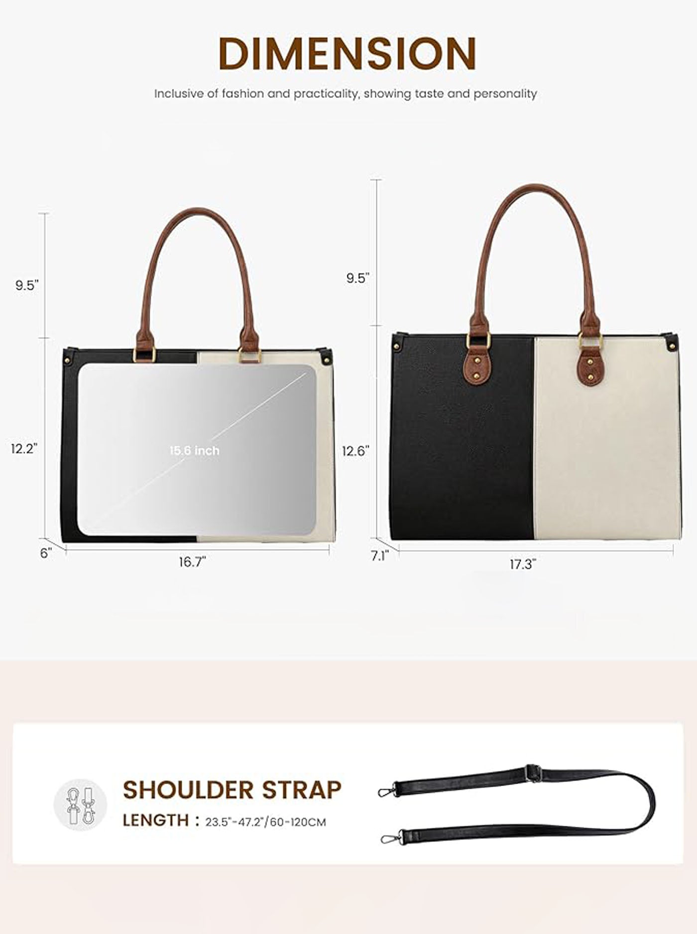 2Pcs Vintage Leather Laptop Bag. 15.6 - Image 3