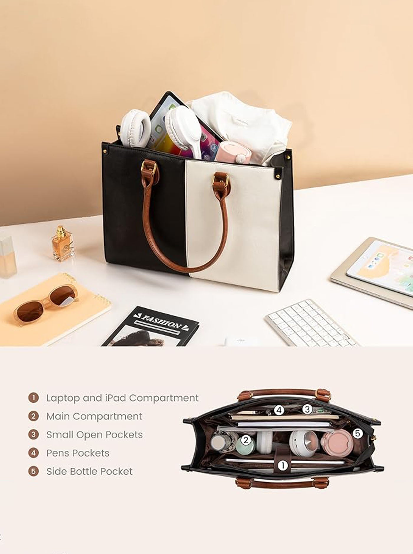 2Pcs Vintage Leather Laptop Bag. 15.6 - Image 4