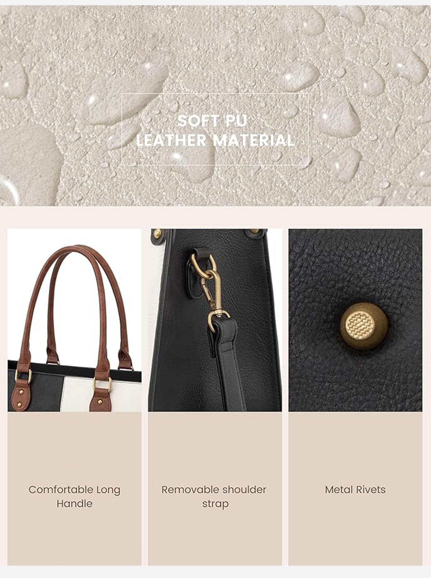 2Pcs Vintage Leather Laptop Bag. 15.6 - Image 5