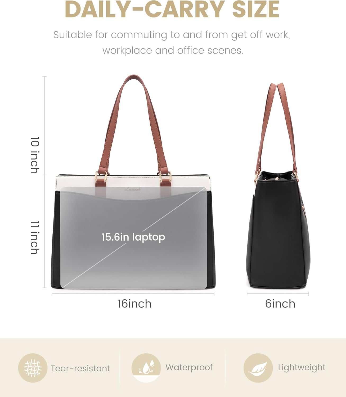 Leather Laptop Tote Bag. 15.6 17.3 - Image 7