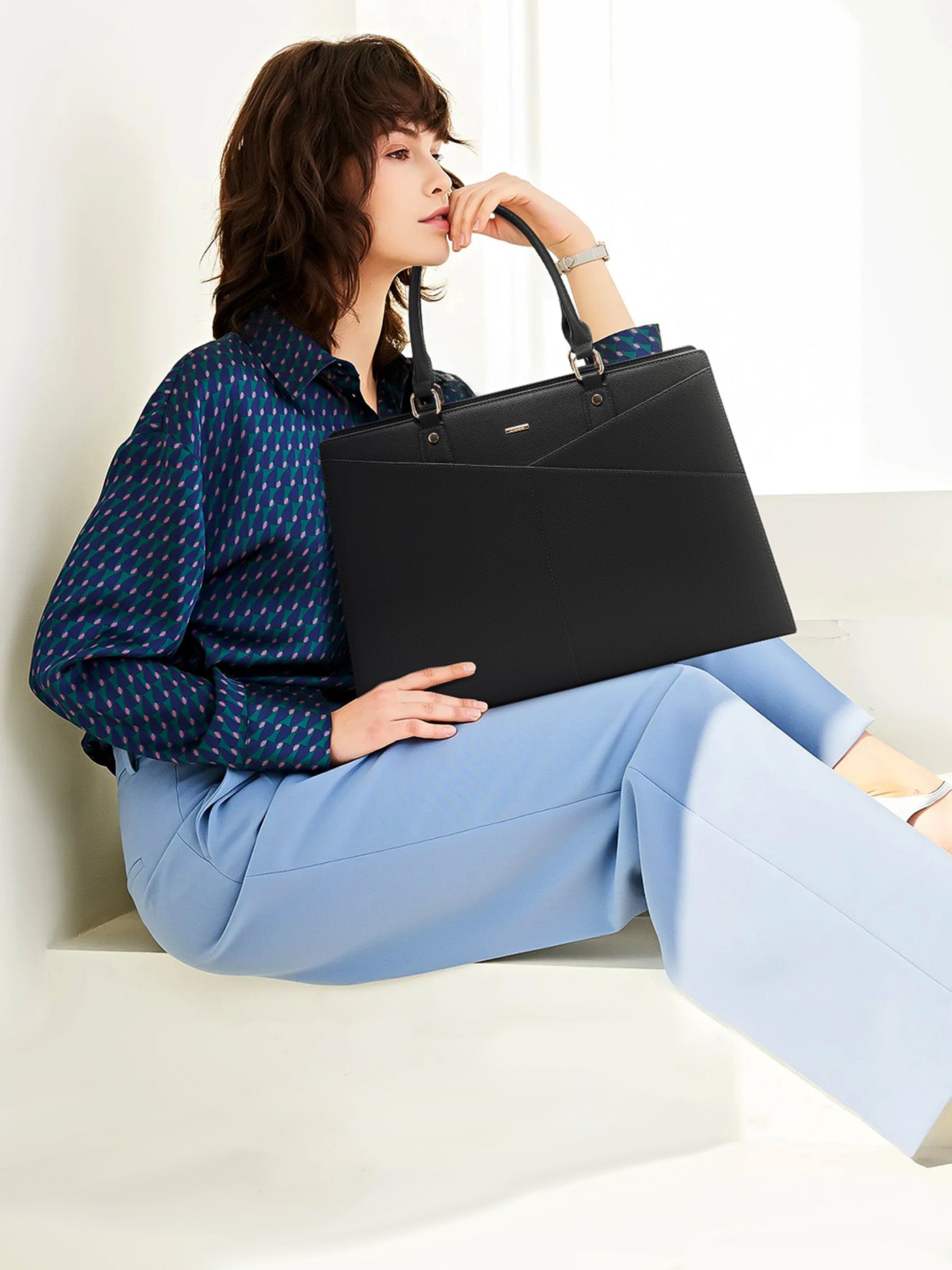 2Pcs Leather Office Laptop Tote Bag. 15.6 17.3 - Image 2