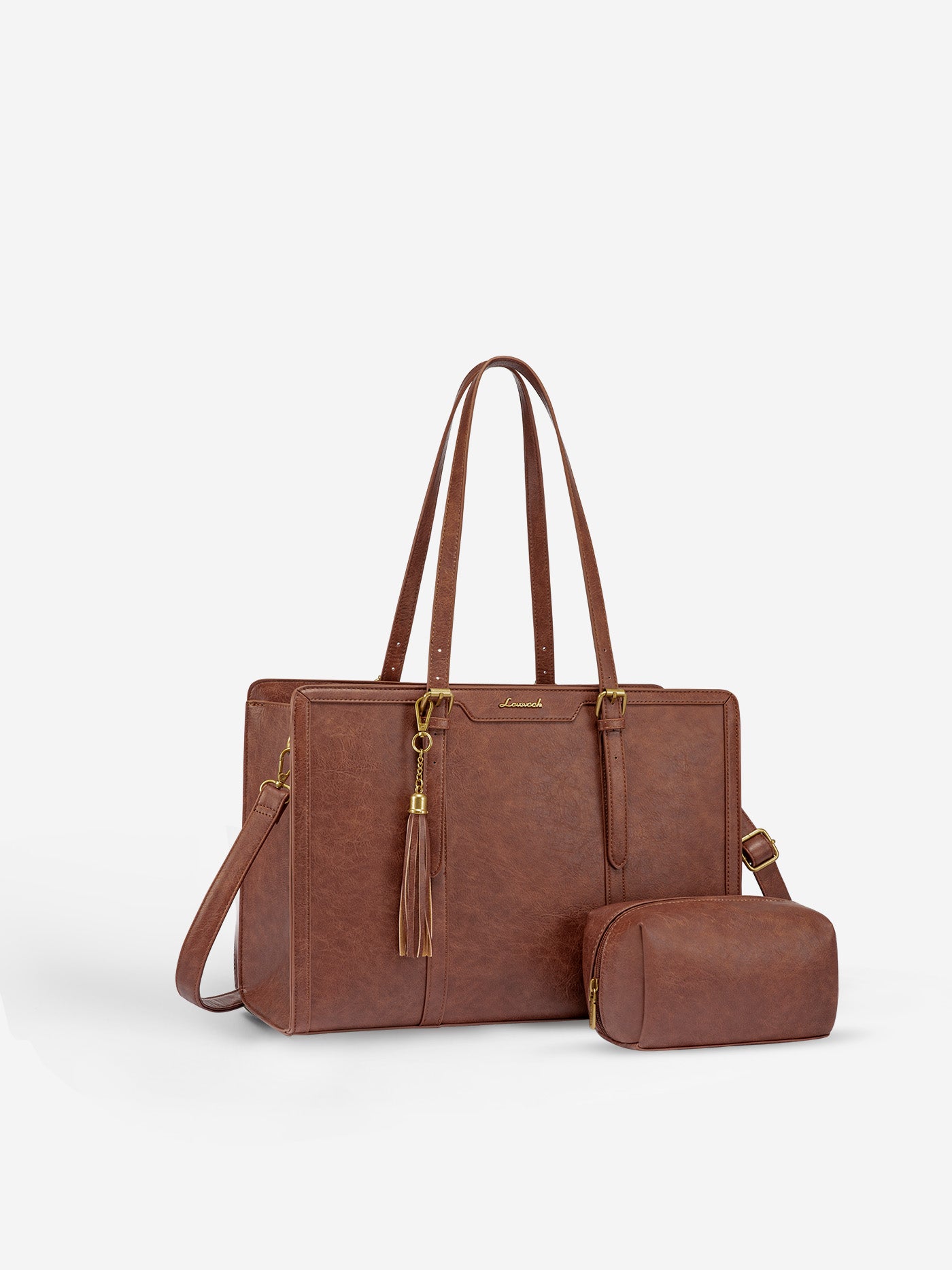 Vintage Embossed Leather Laptop Tote. 15.6 17.3 - Image 13