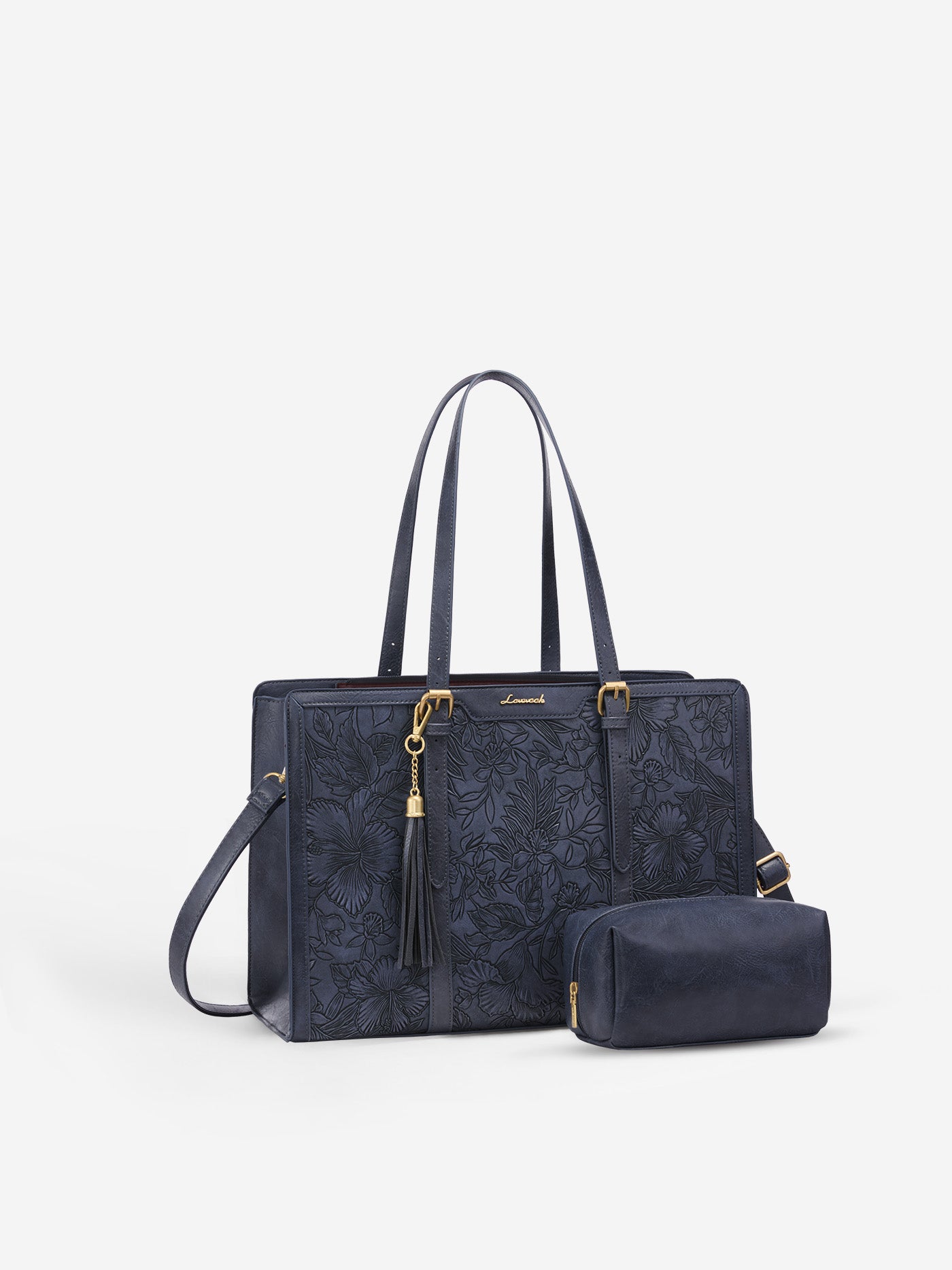 Vintage Embossed Leather Laptop Tote. 15.6 17.3 - Image 17