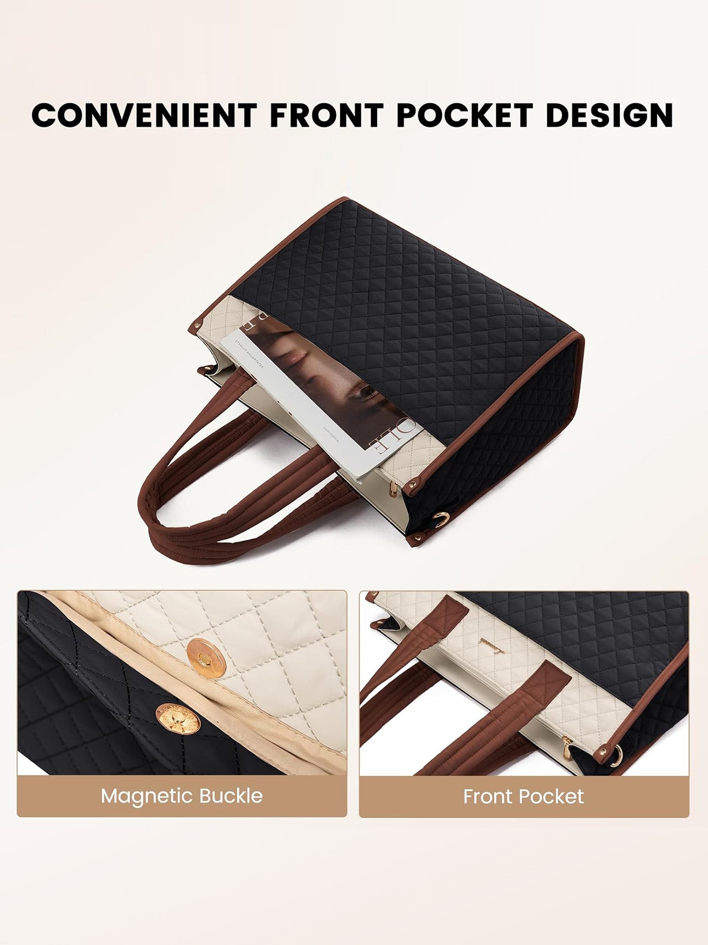 2Pcs Quilted Work Tote Bag. 15.6 17.3 - Image 4
