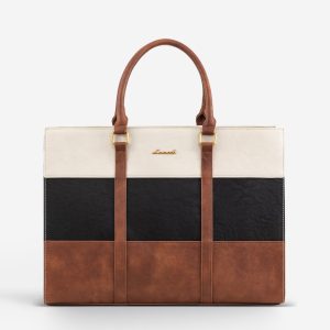 2Pcs Elegant Colorblock Tote Bag. 15.6