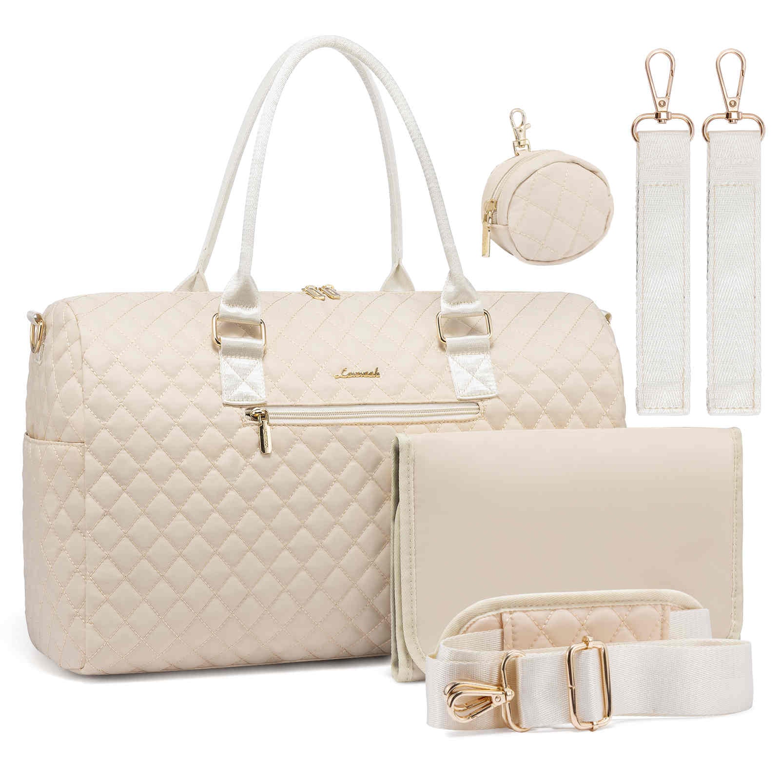 5Pcs Quilted Diaper Tote Bag - Image 5