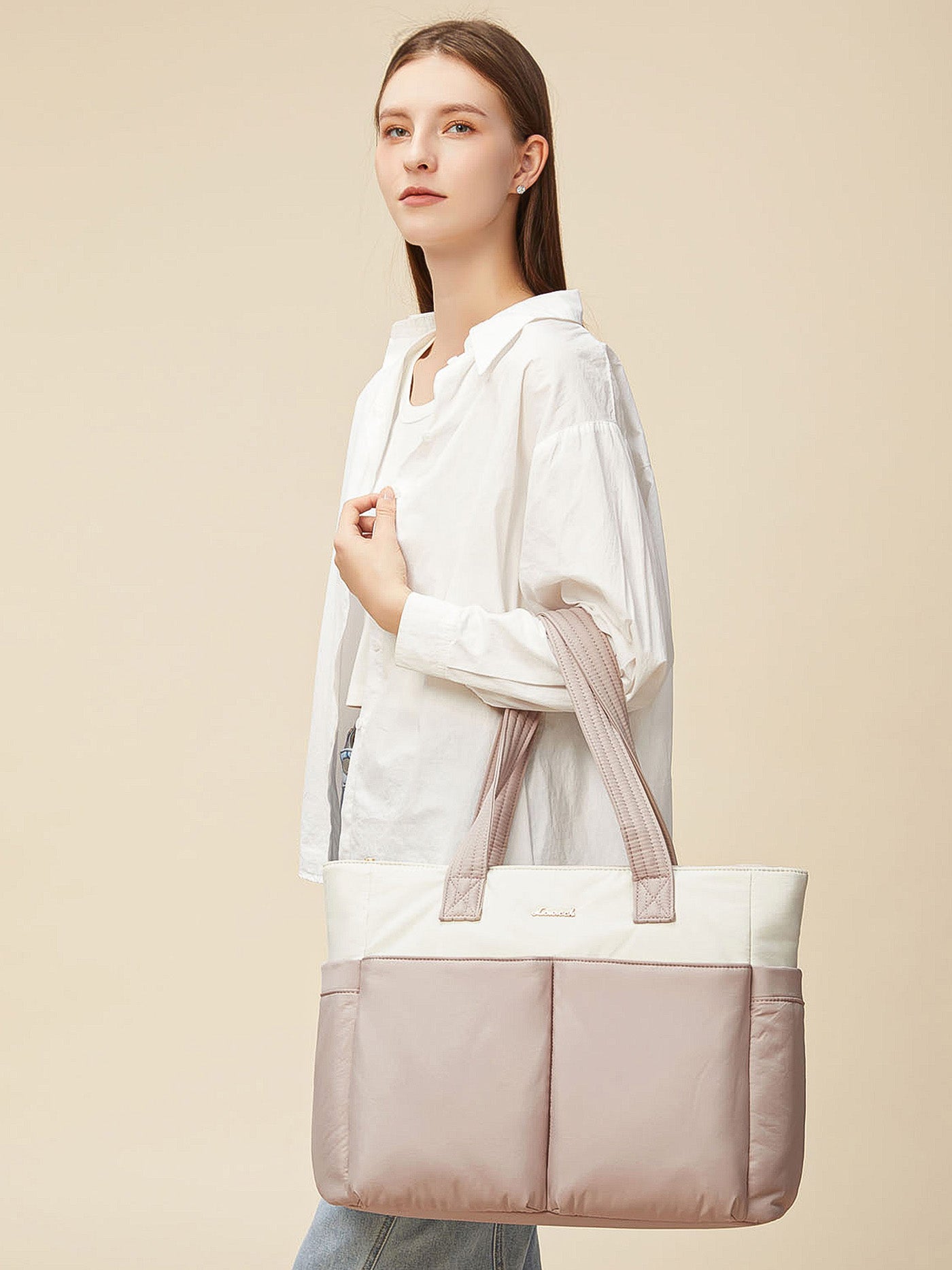 2Pcs Multi-pocket Puffer Tote Bag. 15.6 17.3 - Image 2