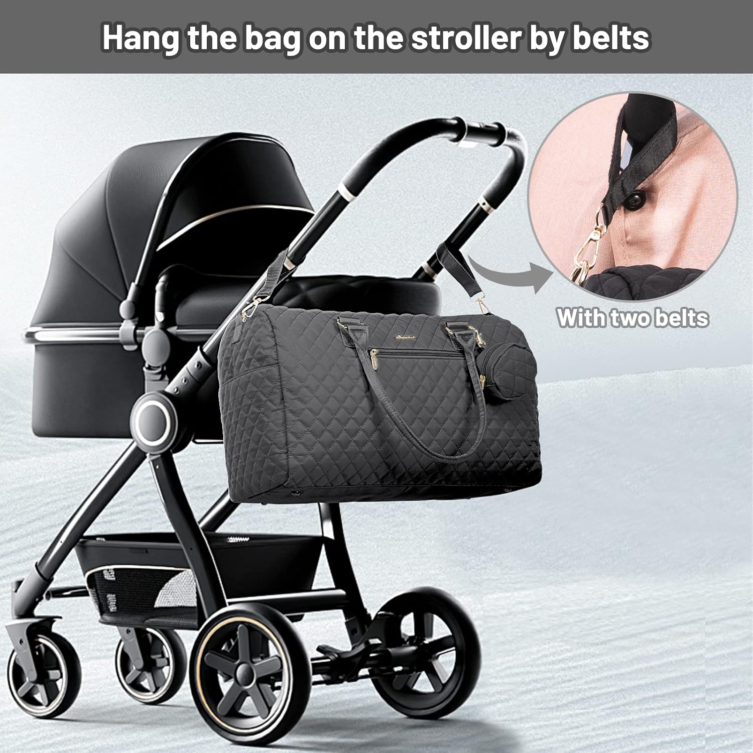 5Pcs Quilted Diaper Tote Bag - Image 10