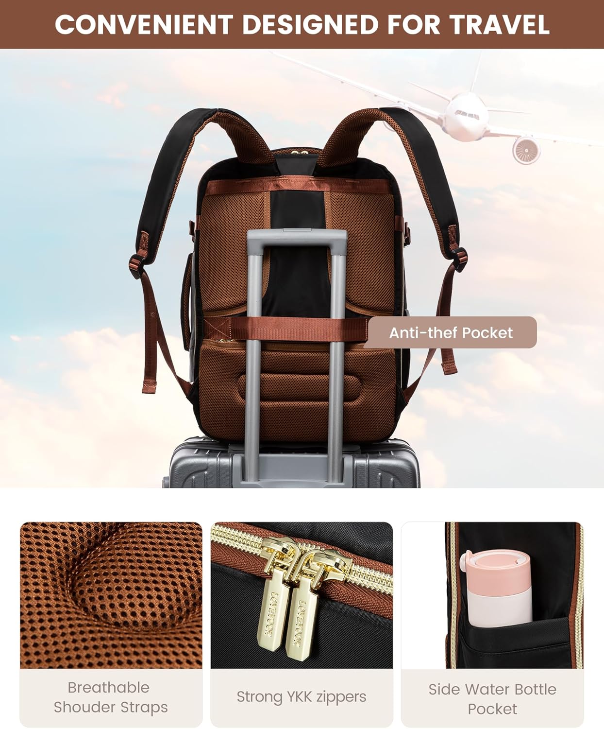 4Pcs Carry on Backpack for Airplanes. 40L/50L - Image 8