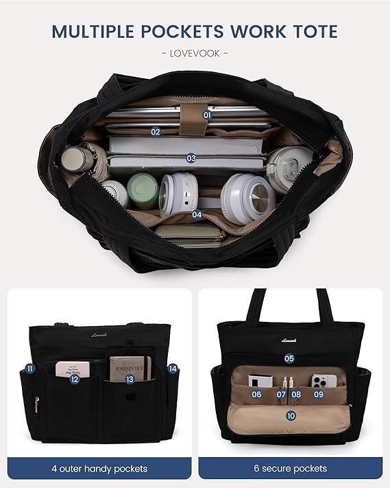 Multiple Pocket Laptop Tote Bag. 15.6 - Image 3