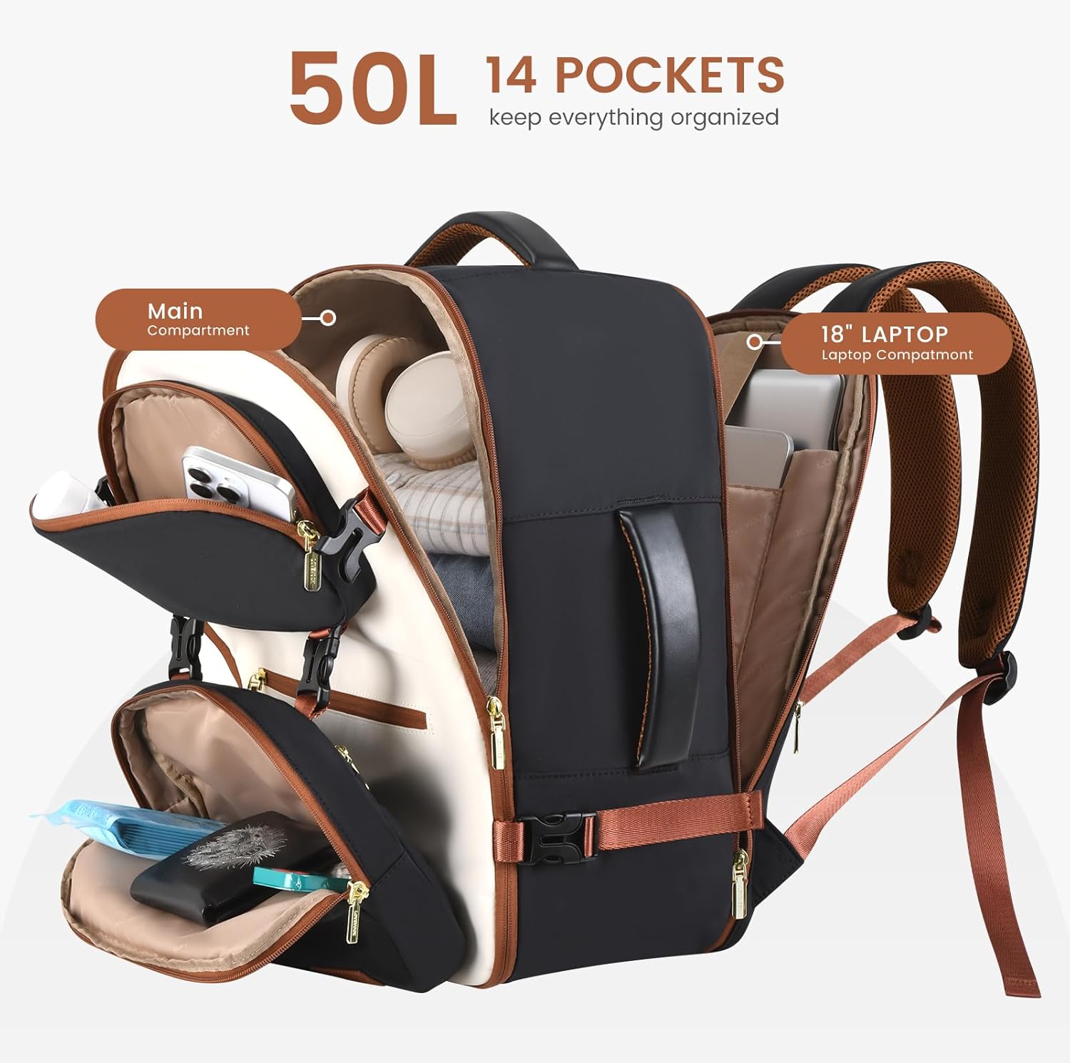 2Pcs Carry on Backpack. 40L 50L - Image 5