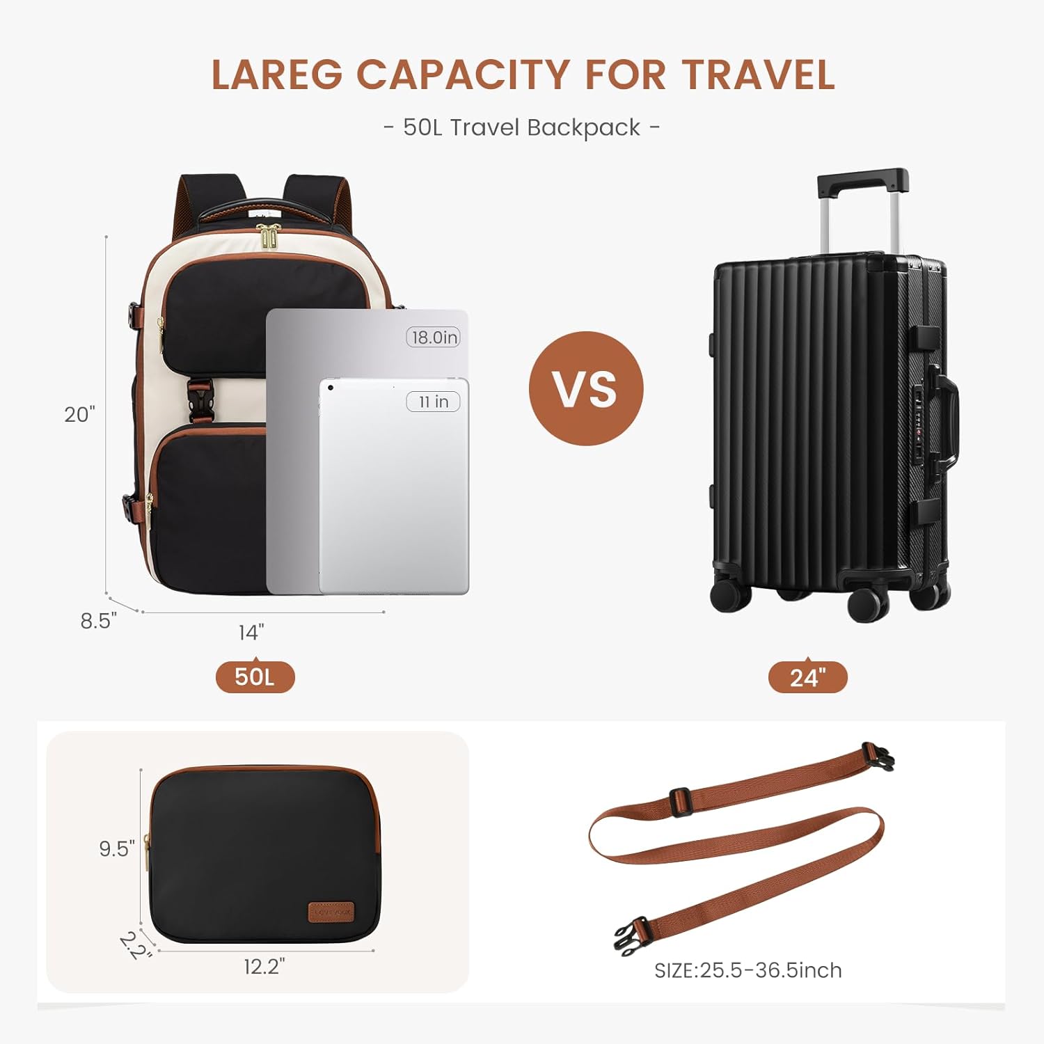 2Pcs Carry on Backpack. 40L 50L - Image 9