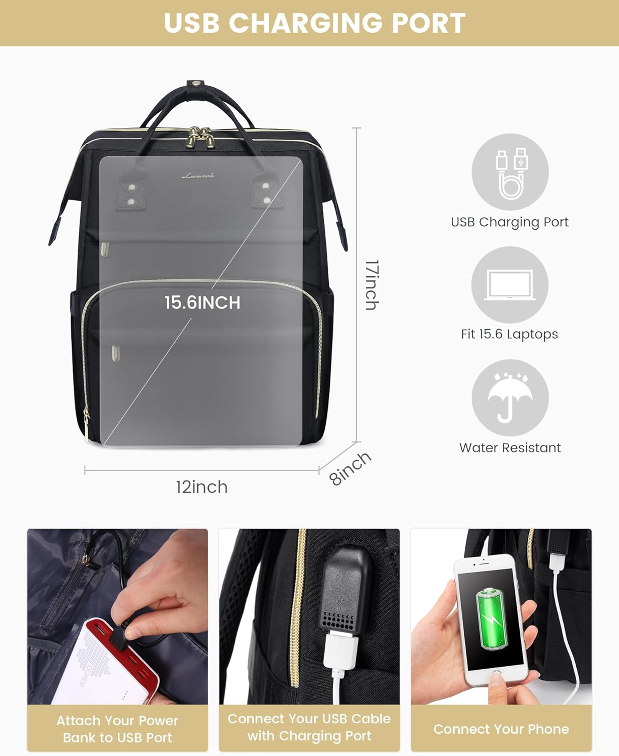 Viola Ⅱ Laptop Backpack with Separate Laptop Compartment. 15.6 17 - Image 6