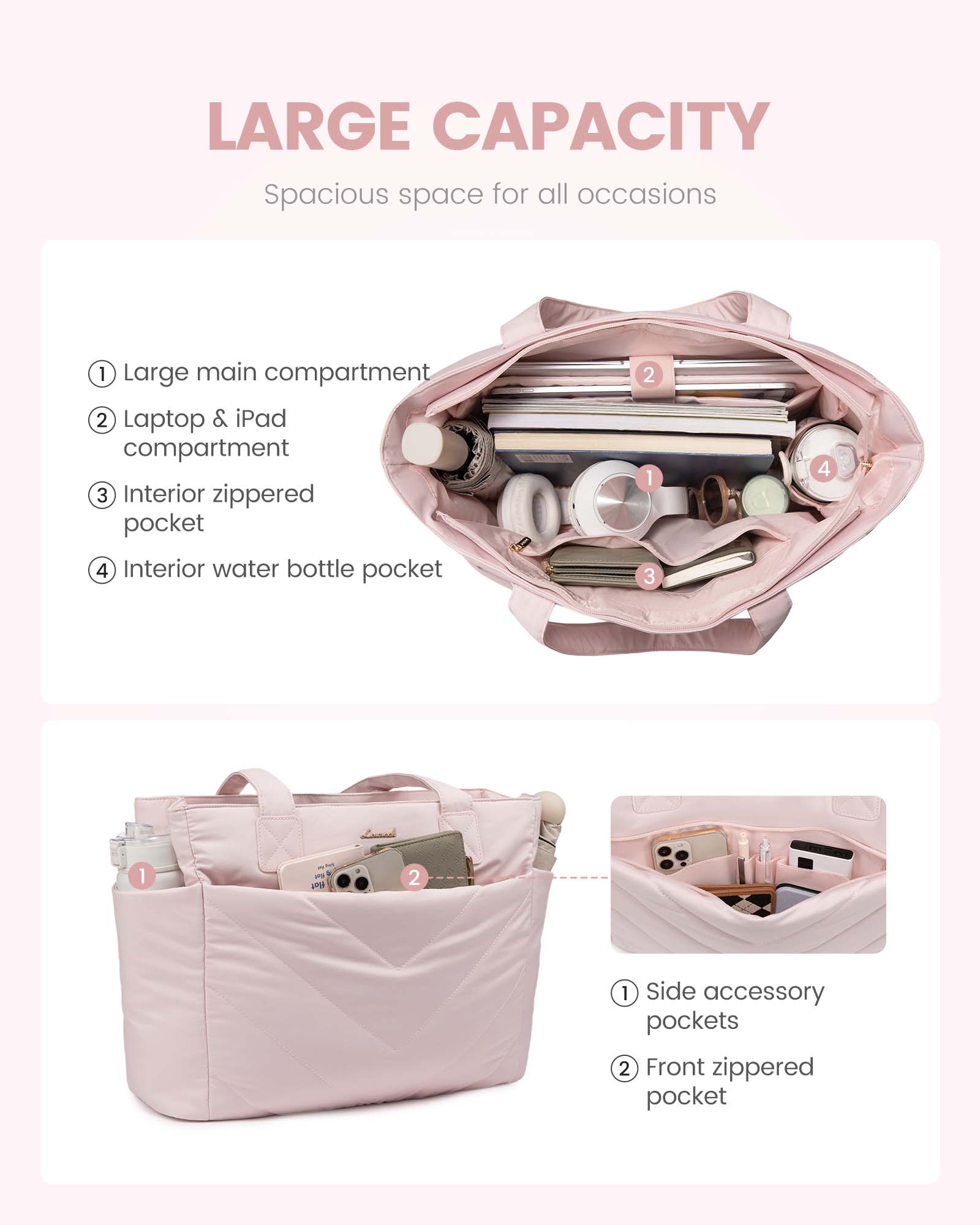 2Pcs Lightweight Puffy Tote Bag - Image 6