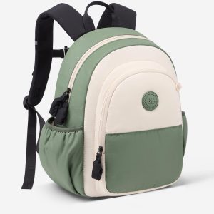 Puffer Kids Backpack. Beige Green