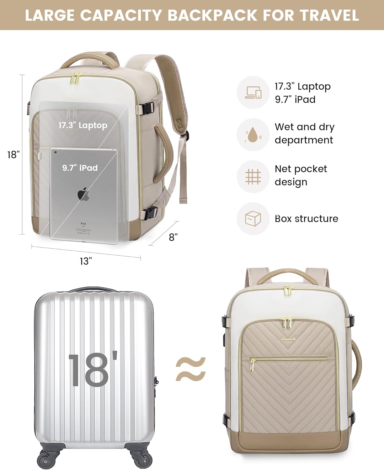 4Pcs Large Travel Backpack. 40L/50L - Image 6