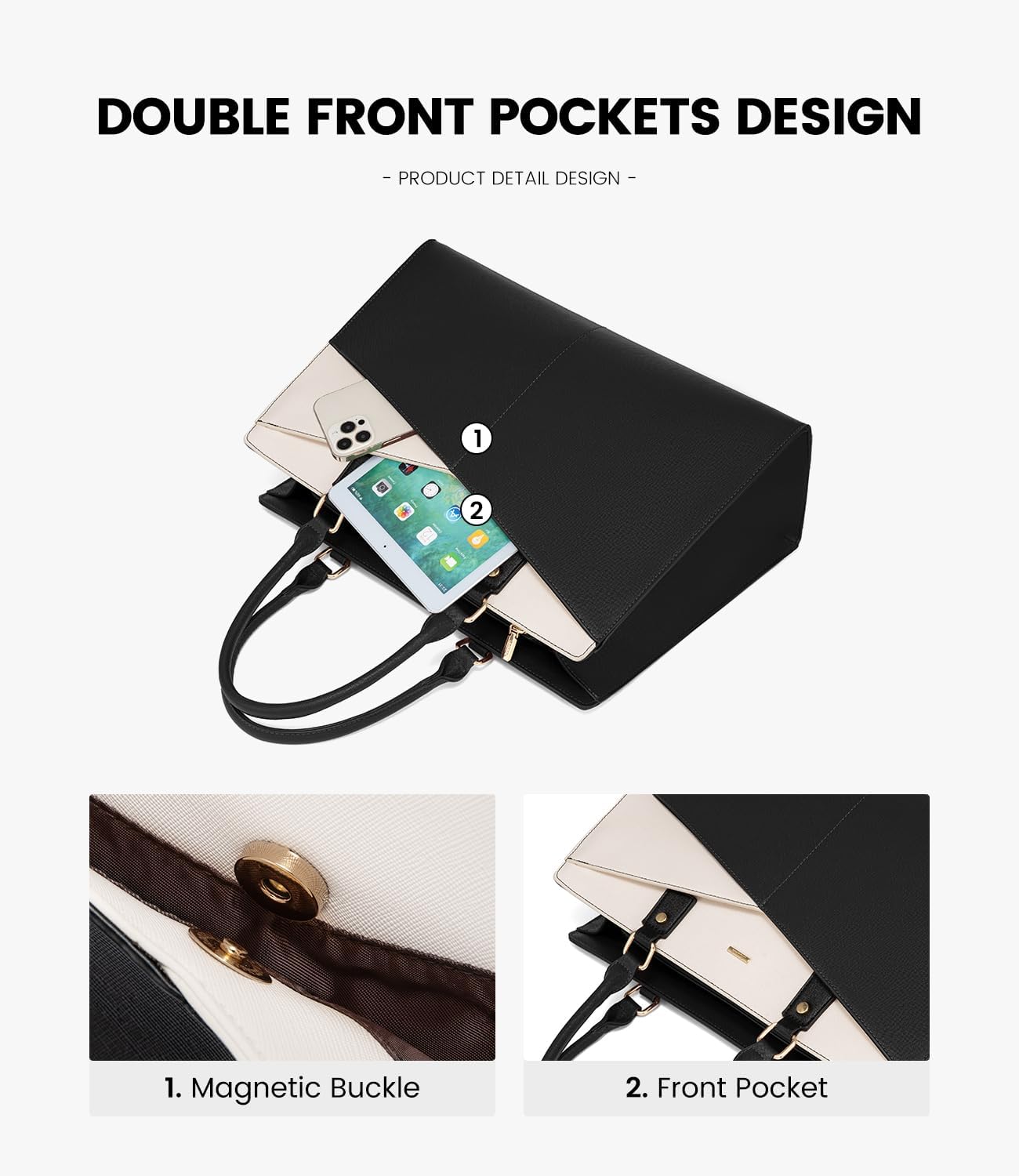 2Pcs Leather Office Laptop Tote Bag. 15.6 17.3 - Image 3