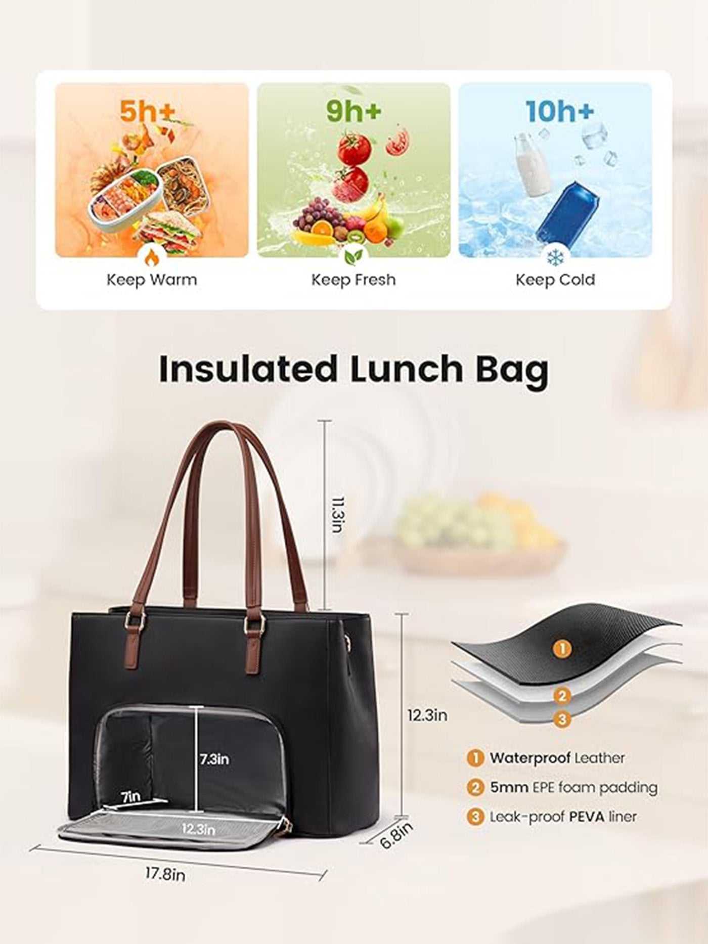 Leather Laptop Lunch Bag 15.6 17.3 - Image 3