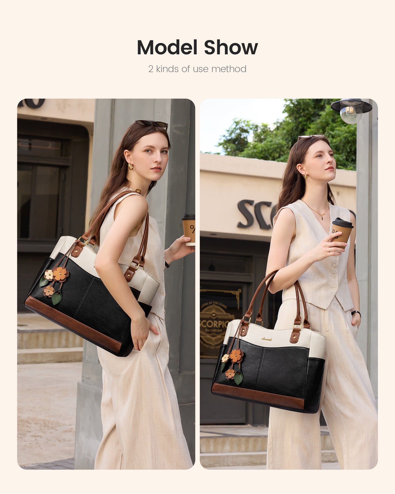 Leather Vintage Tote Bag 15.6 17.3 - Image 5