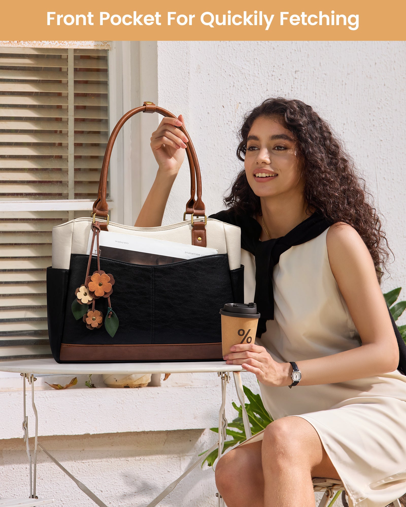 Leather Vintage Tote Bag 15.6 17.3 - Image 6
