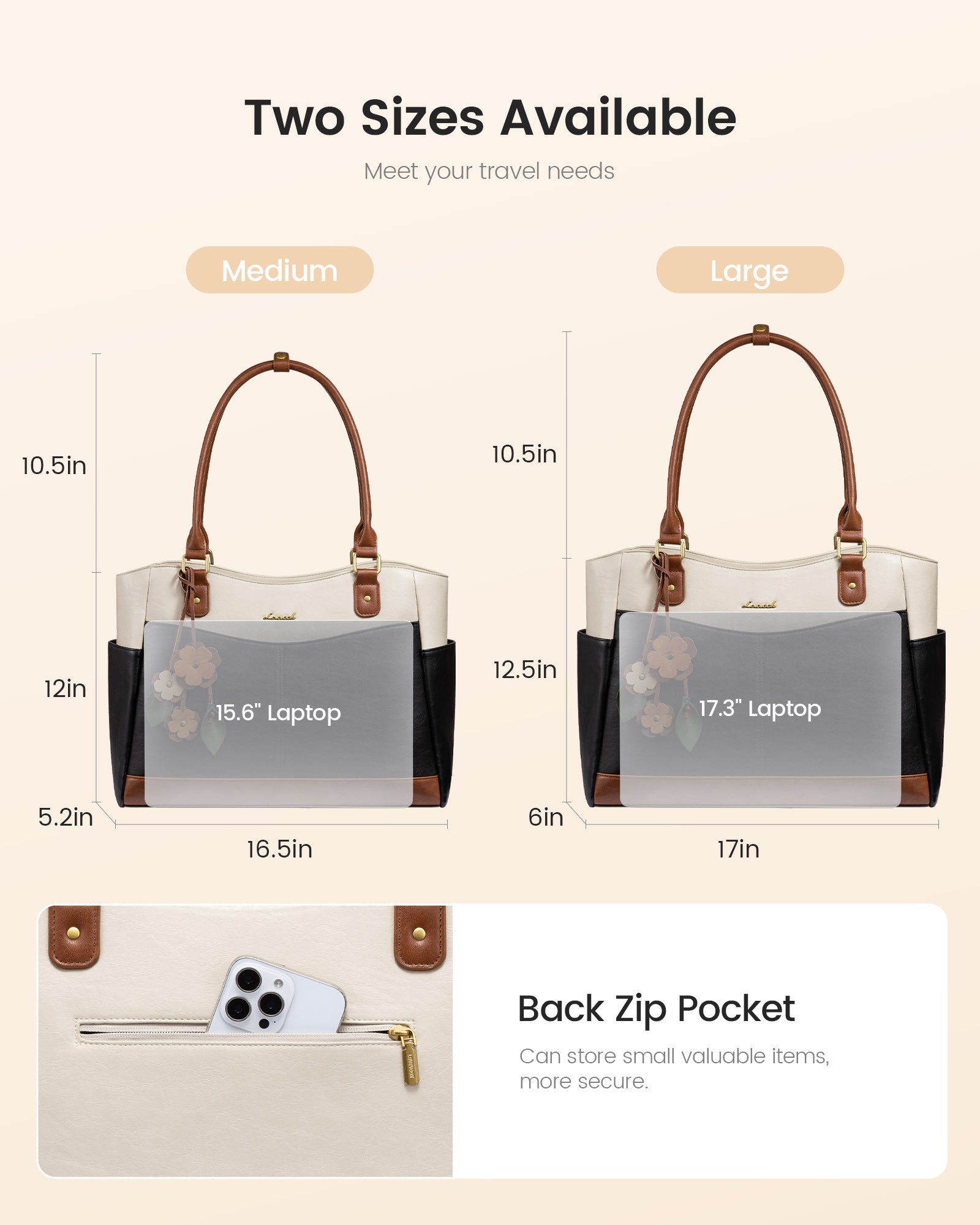 Leather Vintage Tote Bag 15.6 17.3 - Image 7