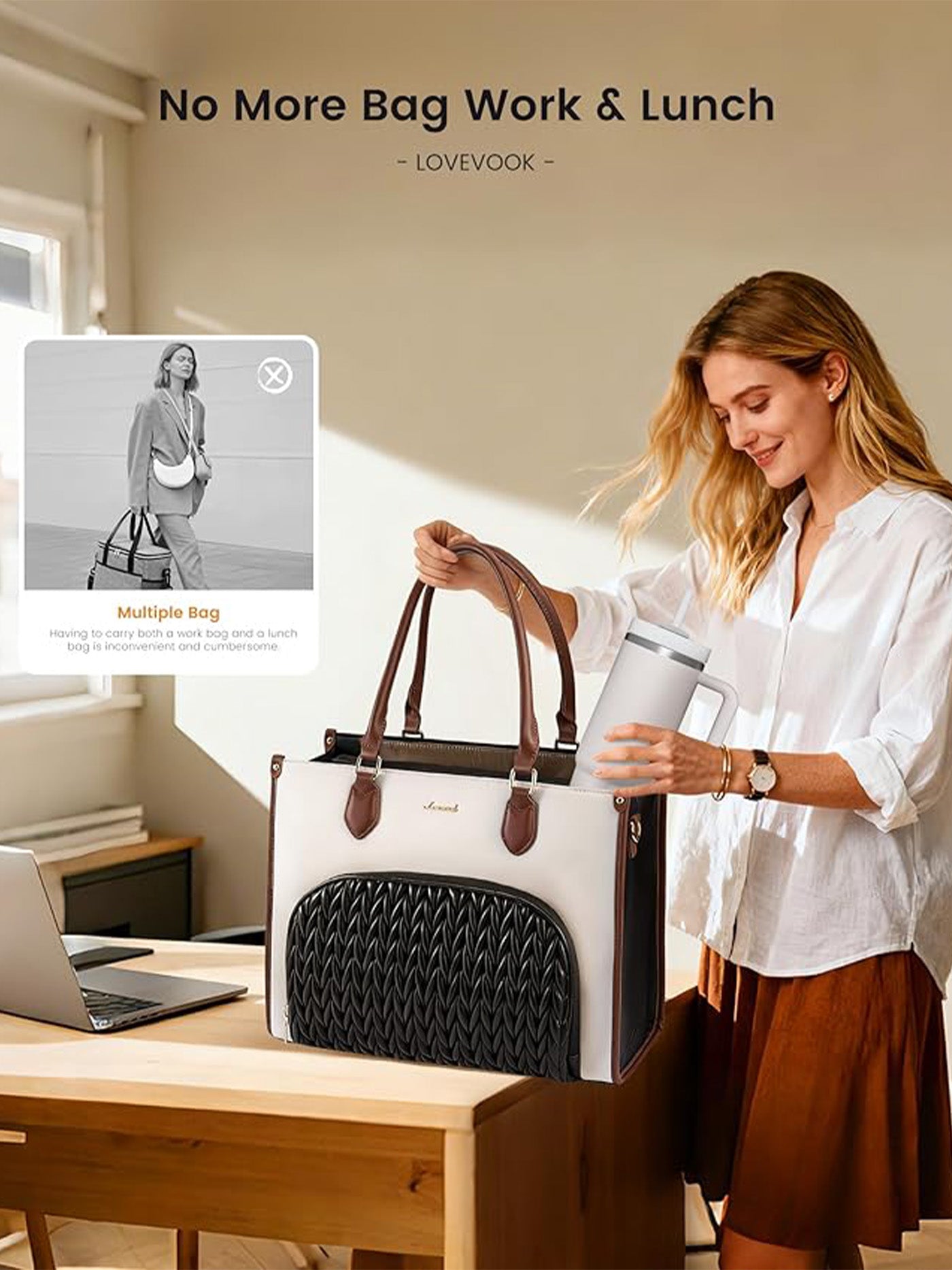 Lunch Compartment Laptop Tote Bag 15.6 17.3 - Image 2