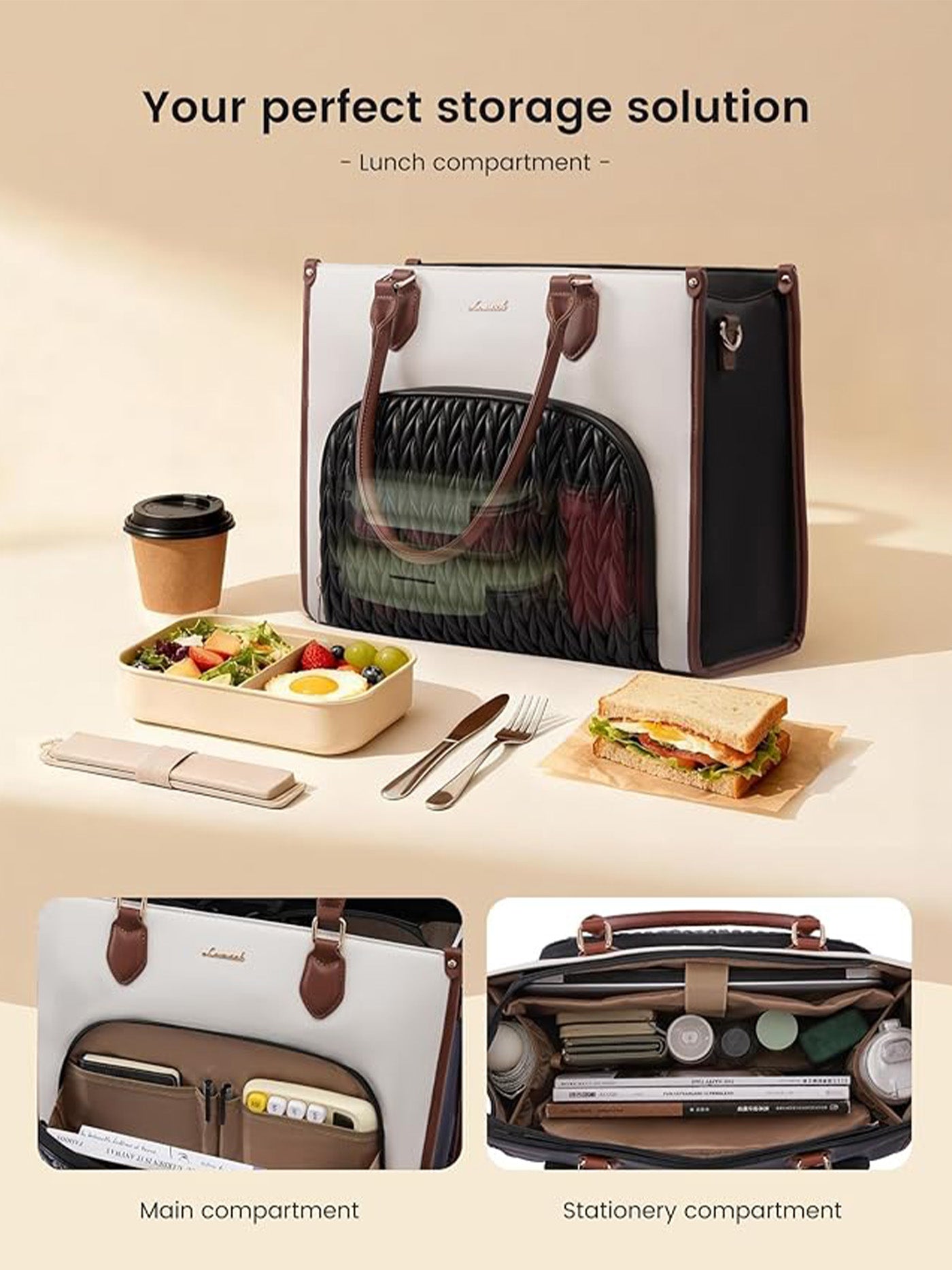 Lunch Compartment Laptop Tote Bag 15.6 17.3 - Image 3