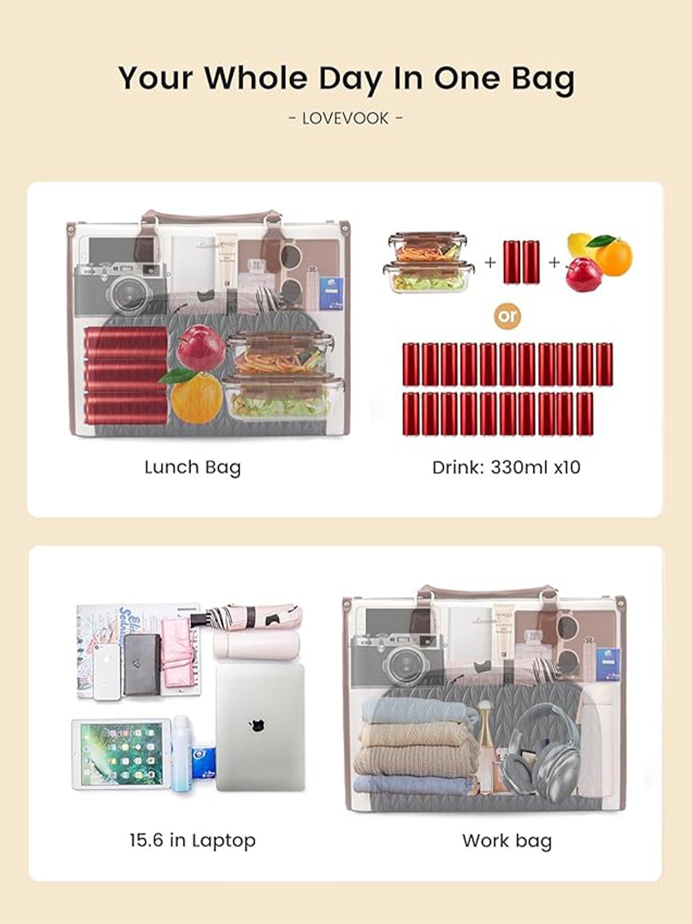 Lunch Compartment Laptop Tote Bag 15.6 17.3 - Image 5