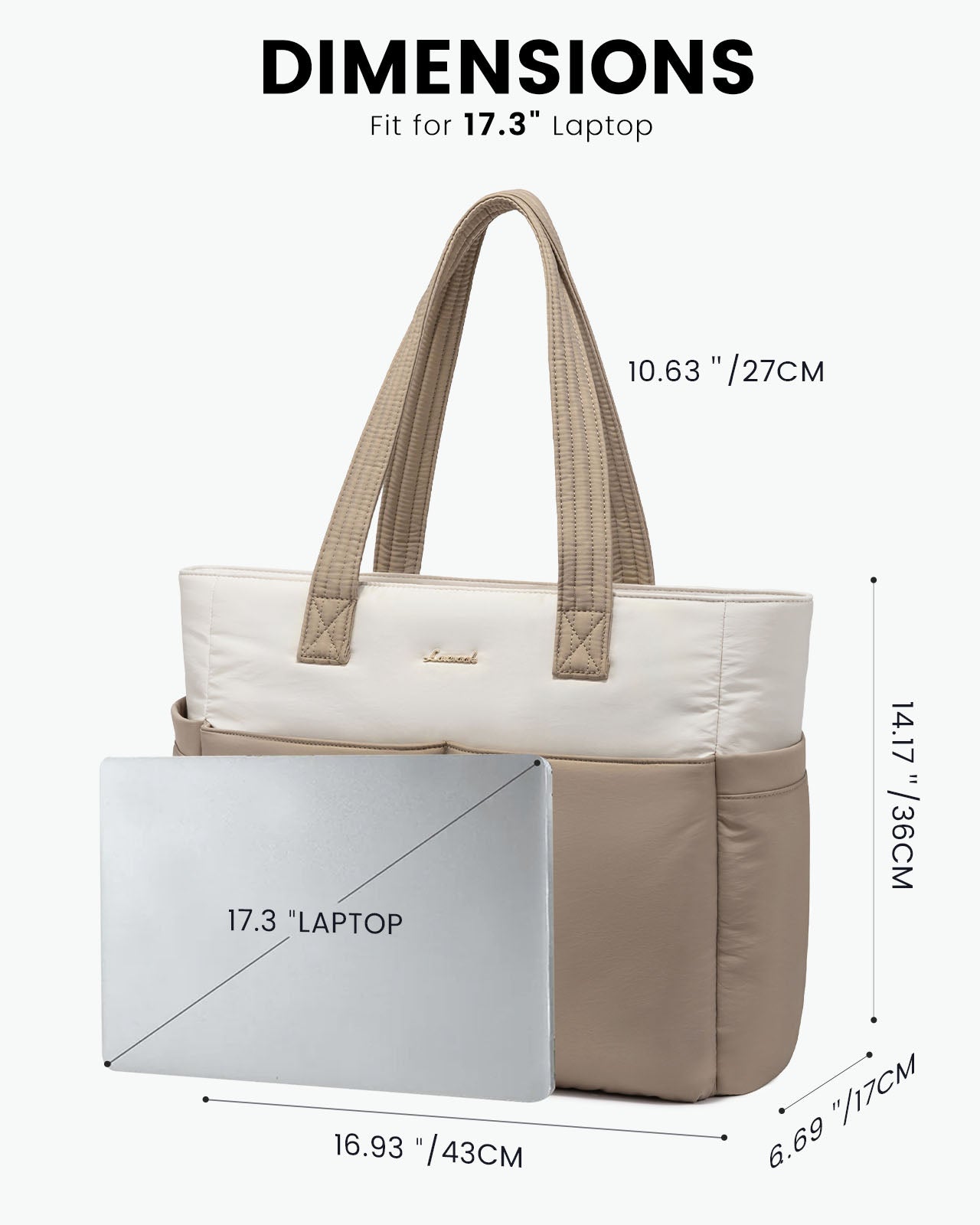 2Pcs Multi-pocket Puffer Tote Bag. 15.6 17.3 - Image 6