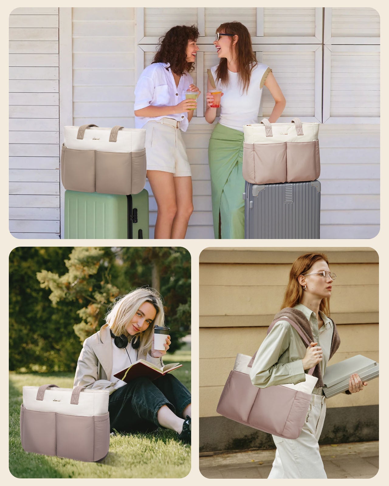2Pcs Multi-pocket Puffer Tote Bag. 15.6 17.3 - Image 9
