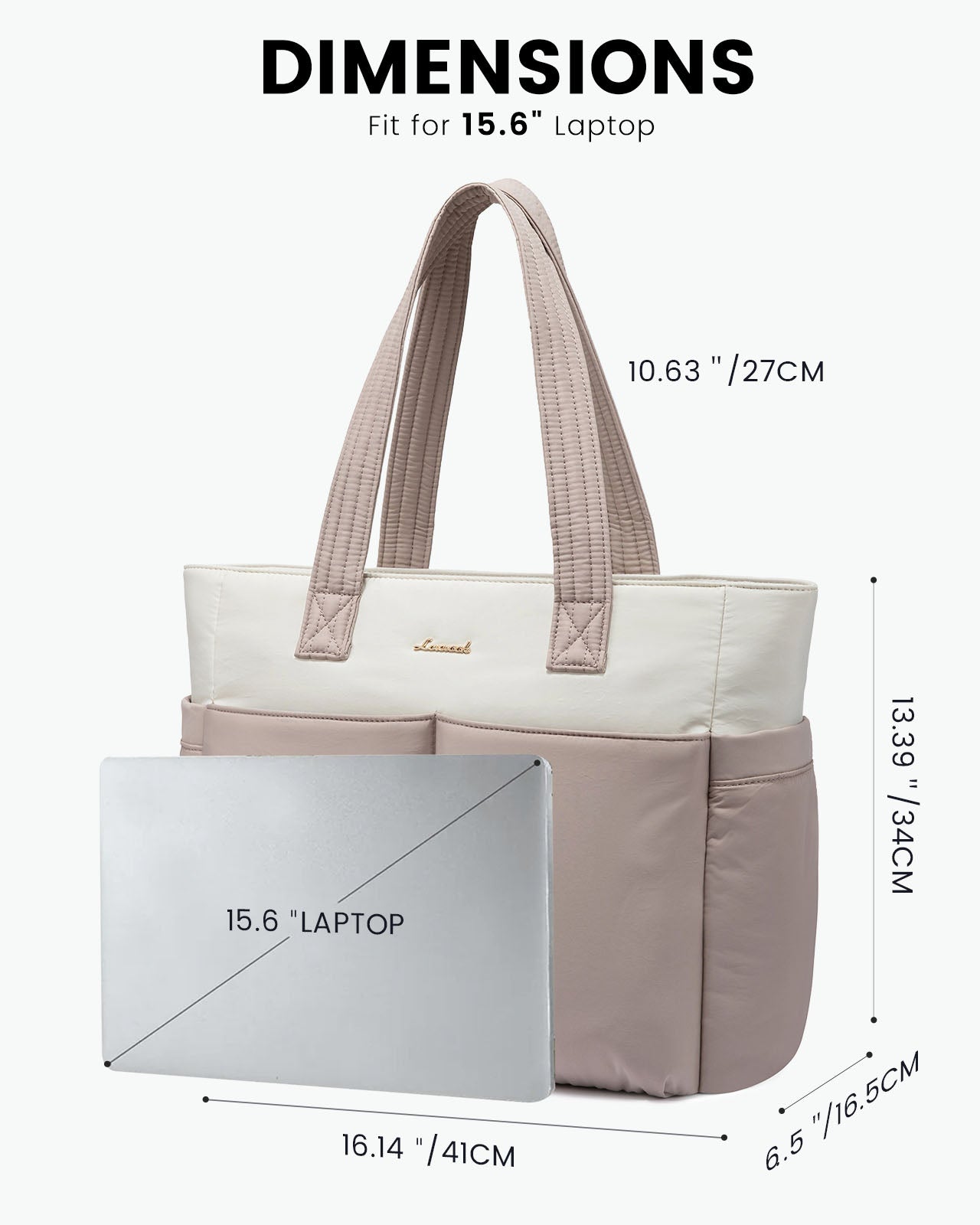 2Pcs Multi-pocket Puffer Tote Bag. 15.6 17.3 - Image 5