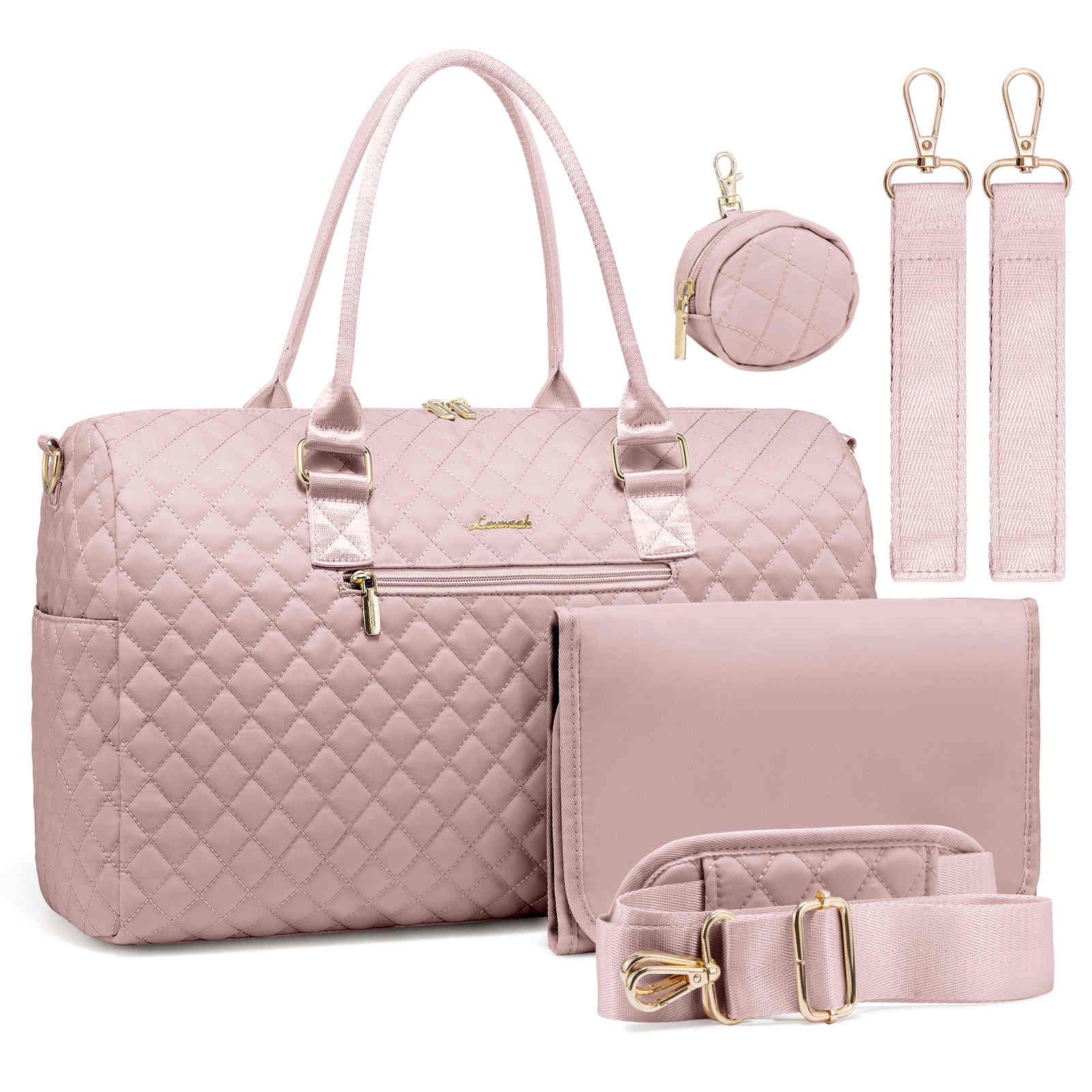 5Pcs Quilted Diaper Tote Bag - Image 4