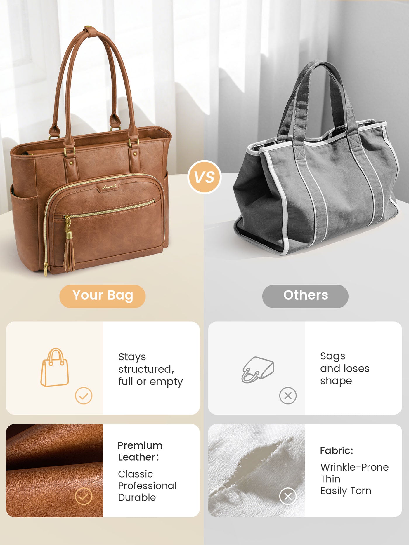 Vintage Leather Laptop Tote Bag 15.6 17.3 - Image 5